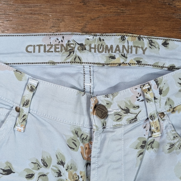 Citizens of Humanity Mandy High Waist Blue Floral Ankle Size 29 Roll Up - Picture 2 of 12